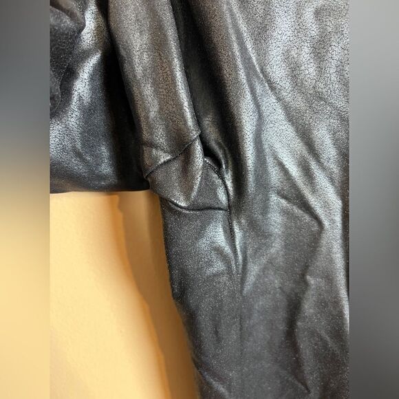 Spanx Women’s Size Small Black Metallic Pleather Stretchy Pull On‎ Leggings - Picture 2 of 4